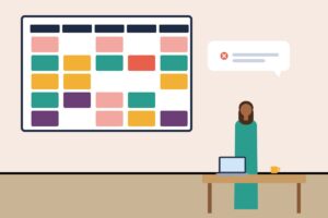 A full calendar and a professional declining a meeting invitation